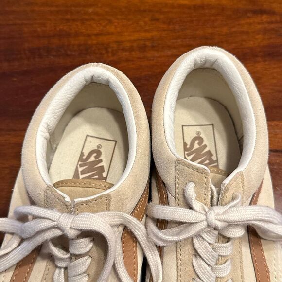 Vans Old Skool Canvas Suede Lace Up Sneakers Shoes Women’s US 7.5 Men’s 6 Tan - Picture 2 of 7